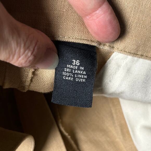 Jos A Bank Men's‎ 36 Classic Fit Tan Pleated 100% Linen Shorts Summer - Picture 4 of 10